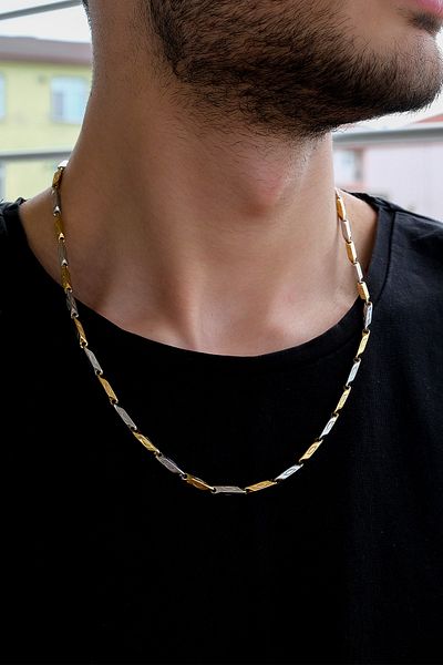 TESBİHCİBABA Sports Model Leaf Pattern Stainless Steel Men's Necklace