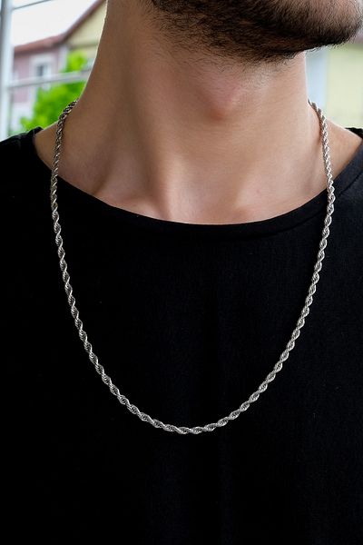 TESBİHCİBABA Twisted Italian Model Stainless Steel Men's Necklace