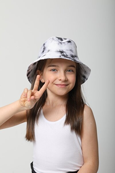MARBERRY Crna unisex kapa za decu sa tie-dye dizajnom