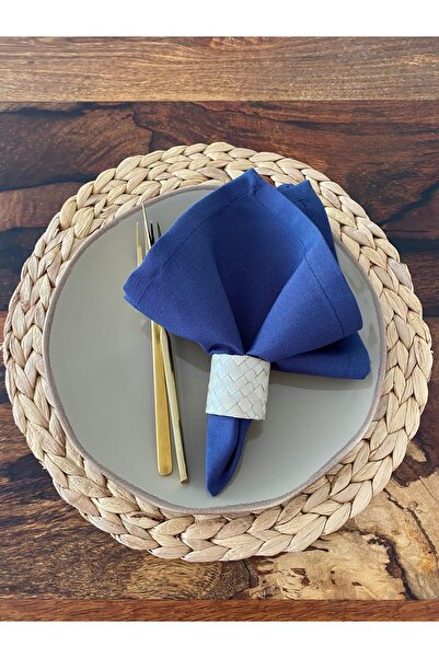 LIFE OR LOVE ebru korkmaz 6’lı Lacivert Dak Keten Kumaş Servis Sunum Peçetesi