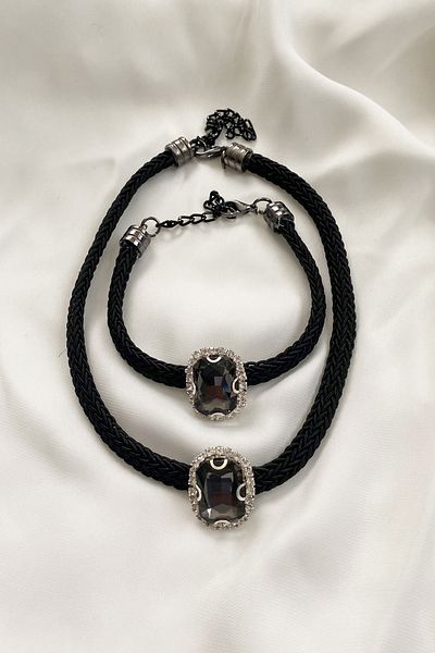 Liveyn Design Crystal Stone Necklace Bracelet Set