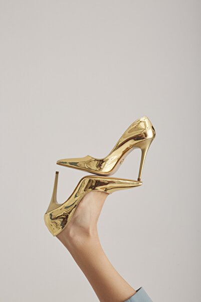 AYAKKABI PRENSİ Nadja Gold 10 cm Stiletto de damă, pantofi cu toc