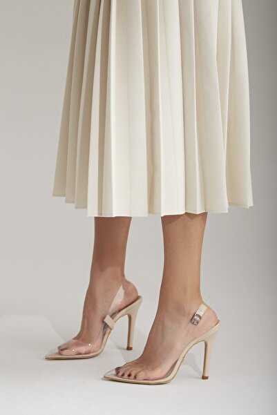 AYAKKABI PRENSİ Моника Прозрачни детайлни кожа Матови 10 см Дамски обувки с висок ток, обувки с висок ток