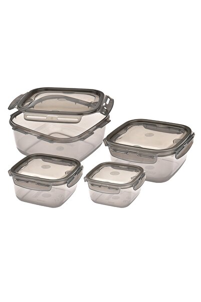 Melkan Home Locked & Lid Storage Container Set of 4 Smoked Storage Container Set & Square Storage Container Set