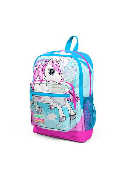 Coral High Kids Four Compartment Unicorn Turquoise 3-Piece School Bag Set