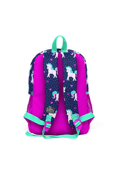 Coral High Kids Four Compartment Unicorn Navy Blue 3-Piece School Bag Set