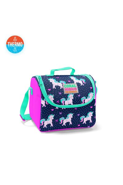 Coral High Kids Four Compartment Unicorn Navy Blue 3-Piece School Bag Set