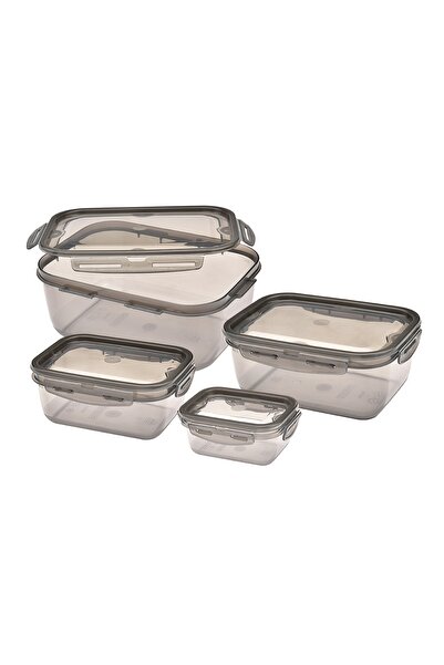 Melkan Home Locked & Lid Storage Container Set of 4 Smoked Storage Container Set & Rectangular Storage Container Set