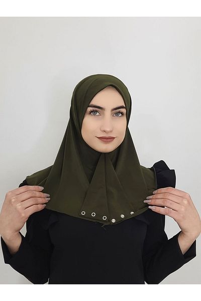 erasra class Snap Fastener Ready Scarf Shawl Hijap Χακί Χρώμα