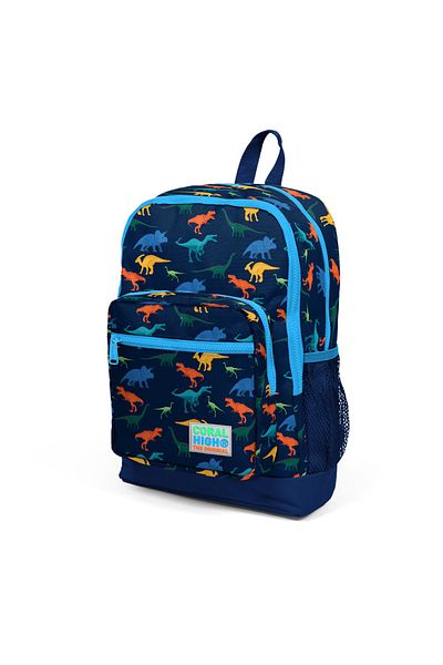 Coral High Set de 3 genți de școală cu model de dinozaur bleumarin cu patru compartimente pentru copii