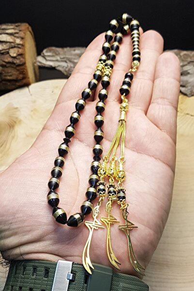 OTTOTESBİH Men's Gift Prayer Beads, Embroidered Kuka Prayer Beads, Zulfiqar Sword Prayer Beads