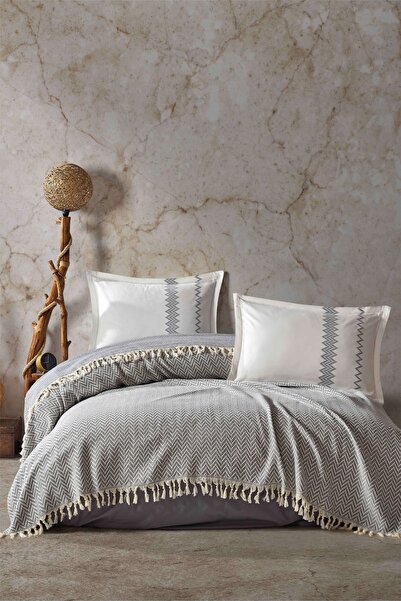 Clasy Ranforce Ipliği Boyalı Çift Kişilik Yatak Örtüsü Seti