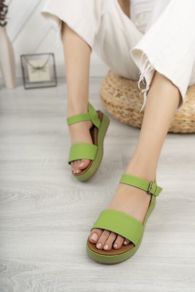 Freemax Women's Guaranteed Very Light Comfortable 4 cm Heel Eva Sole Platform Sandals Green