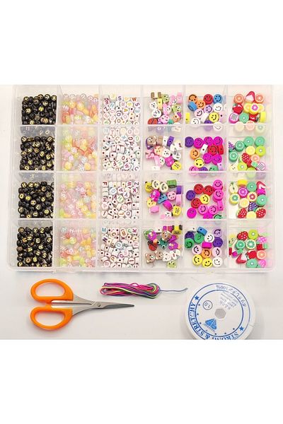 yiğit aksesuar 780 Pieces Fimo Figure Bead Letter Bead Boxed Jewelry Making Set