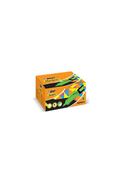 Bic Green Highlighter Marking Highlighter - Flat Pen (12 Pack)