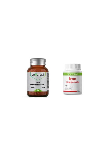 VeNatura 5-HTP 100 Mg 30 Capsules + Iron Bisglycinate 92 Tablets
