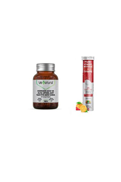 VeNatura Coenzyme Q10, Alpha Lipoic Acid 60 Capsules + Mineral + Ginseng 20 Effervescent
