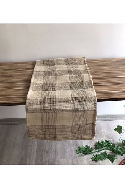 KIRLENTİM Hrn2789 Κρεμ καφέ καρό τζιν Runner