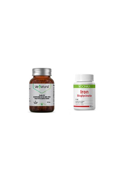 VeNatura Coenzyme Q10 - 200 Mg 30 Soft Capsules + Iron Bisglicinate 92 Tablets
