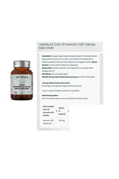 VeNatura Coq-10 Q10 100mg - Magnesium Citrate and P5p Vitamin B6 90 Capsules + 30 Capsules
