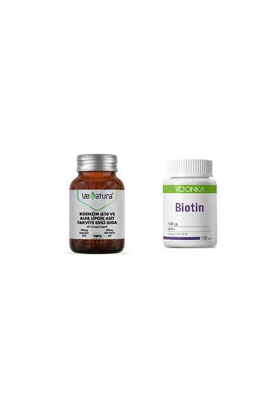 VeNatura Coenzyme Q10, Alpha Lipoic Acid 60 Capsules + Biotin 2500 Mcg 102 Tablets
