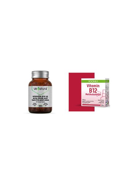VeNatura Coenzyme Q10 and Alpha Lipoic Acid - 60 Capsules + B12 Methylcobalamin 20 Ml