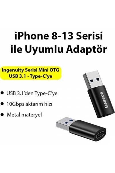 Baseus محول USB 3.1 إلى Type-c Otg، نقل بيانات بسرعة 10 جيجابت في الثانية، محول صغير من النوع C