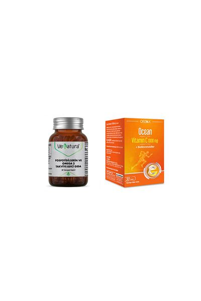 VeNatura Phosfotideylserine and Omega 3 30 Capsules + C 1000 Mg 30 Tablets