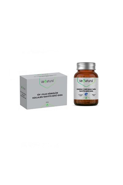 VeNatura Omega 3 1600 - 30 Soft Capsules + Type 1 Plus Hydrolyzed Collagen Sachet