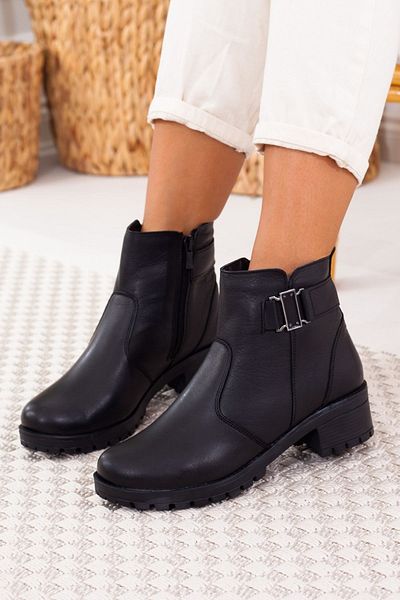 Adım Adım Women's Black Genuine Leather Non-Slip Sole Cold-Proof Daily Boots
