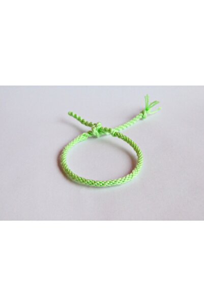 Bidüğüm El Yapımı Şans Ip Bileklik - Su Yeşili Renk, Ayarlanabilir Boyut