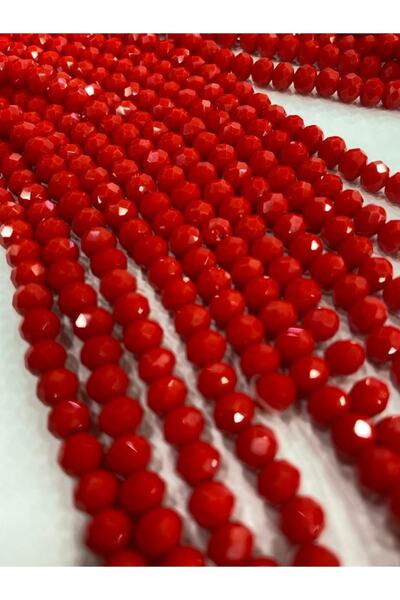 LİVZA BİJUTERİ Kristal Boncuk Dizisi 6 Mm Kırmızı Renk ,takı Yapım Malzemesi