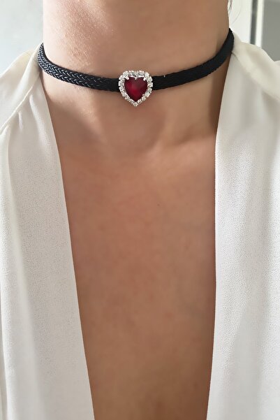 Liveyn Design Heart Crystal Herringbone Woven Necklace