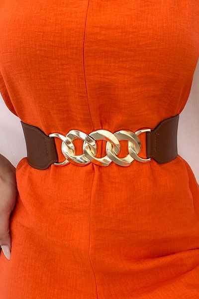 Cool & Sexy Γυναικεία Tan Chain ελαστική ζώνη BE639