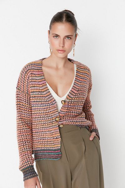 Trendyol Collection Mehrfarbiger Strickcardigan mit weicher Textur und Farbverlauf TWOAW22HI0092
