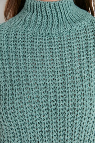 Trendyol Collection Pulover Mint Wide Fit, texturat moale, tricotaj, bloc de culoare TWOAW21KZ0271