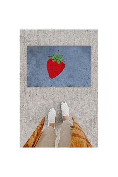 Silkcoat Home Digital Printing Decorative Strawberry Anthracite Door Mat
