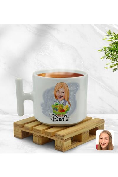 Bk Gift Kişiye Özel Kadın Diyetisyen Karikatürlü T Kulplu Beyaz Middle Kupa B...