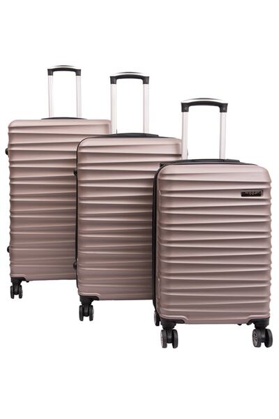 Moda Çanta Moda Mv-05 Bej Abs Plastik Valiz Seti