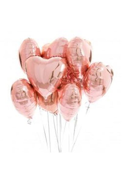 kidspartim Rose Gold Heart Foil Balloon Set 10 Pieces