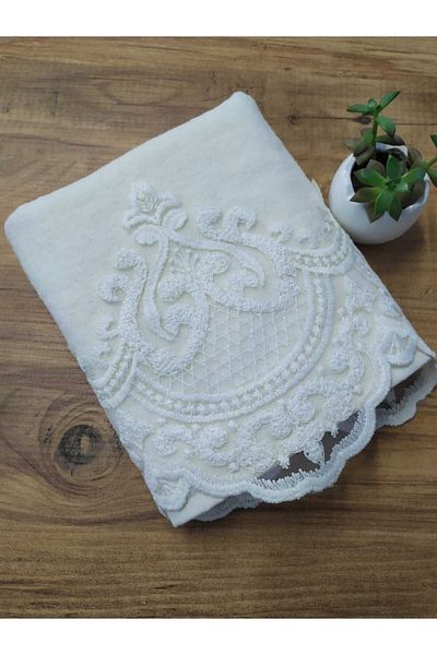 Çeyiz Bahçesi Βελούδινη πετσέτα Umut Cream 50&90