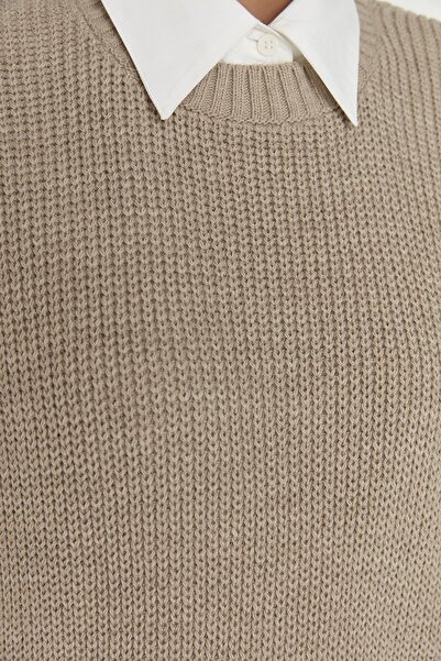 Trendyol Modest Mink kötött pulóver oldalsó hasítékkal TCTAW23SV00010