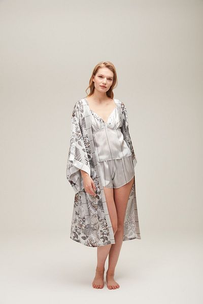 Nazik Home Dressing Gown Shorts Bustier 3-Piece Set