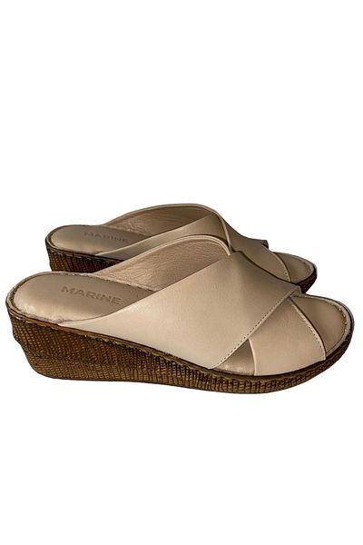 MARİNE SHOES Women's Slippers Beige 043 5cm