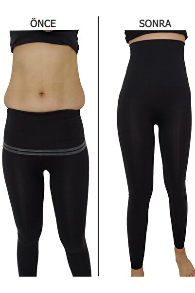Young Fit Korse Tayt Siyah Kadın Tayt Göbek Basen Toparlayıcı Tayt Doğum Sonr...