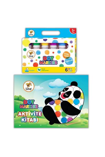 Lino Dot Markers 6'lı Yıkanabilir Boyama Kalemleri + Dot Markers Boyama Kitabı