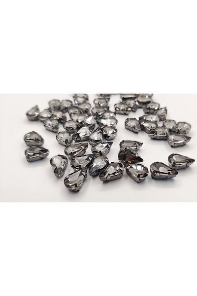 yiğit aksesuar 8x13 (1cm) Cased Strut Glass Stone Grey/smoked 20 Pieces