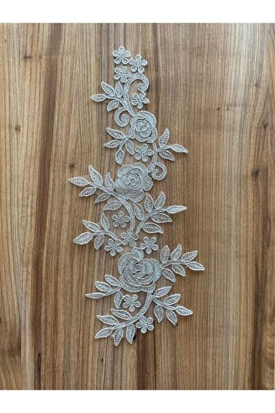 Öztürk Απλικέ Γαλλικό Γκιπούρ. 15x35.5εκ. Ασημί Χρώμα Γκλίτερ. Χρώμα: Λευκό 1...