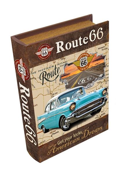 Giftpoint Wooden Box U.S. Route 66 Large Office Hobby Gift Decorative Book American Car Get Your 1 Piece