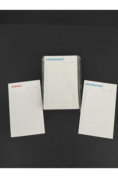 Yelken Do Not Forget Note Card 50 YpStriped Checkered 220 gr Print on Biristol Cardboard 3 Pack